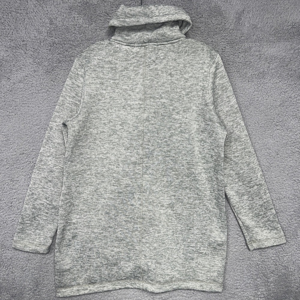 Lands' End Tunic Sweater Women's Size M (10-12)‎ Gray Fleece Cowl Neck Pullover - Picture 2 of 9
